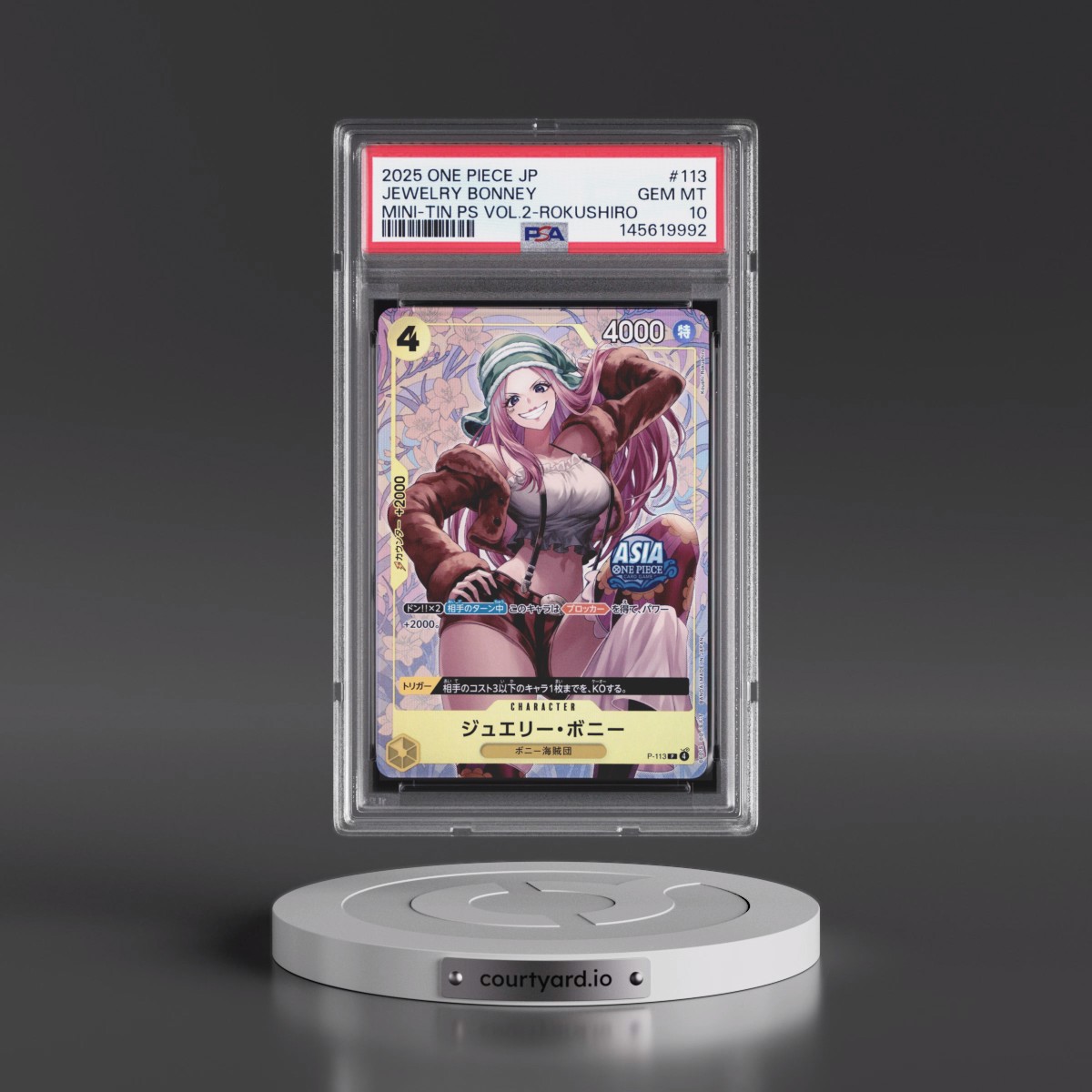 2025 One Piece Japanese Mini-Tin Pack Set Vol.2 #113 Jewelry Bonney - Koushi Rokushiro (PSA 10 GEM MINT)