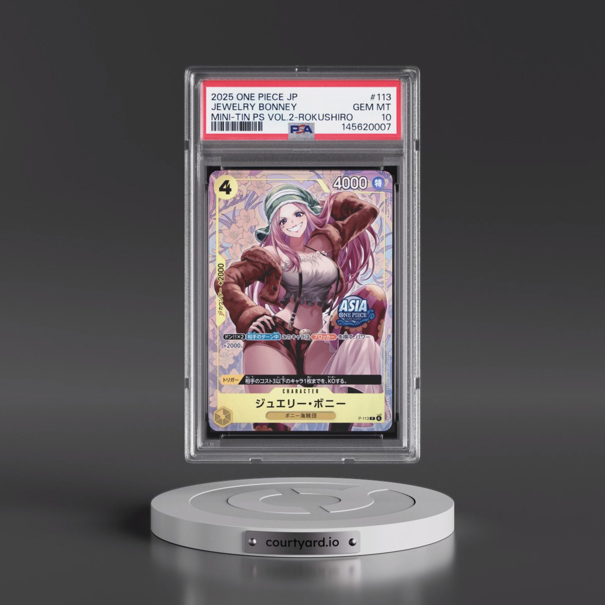 2025 One Piece Japanese Mini-Tin Pack Set Vol.2 #113 Jewelry Bonney - Koushi Rokushiro (PSA 10 GEM MINT)