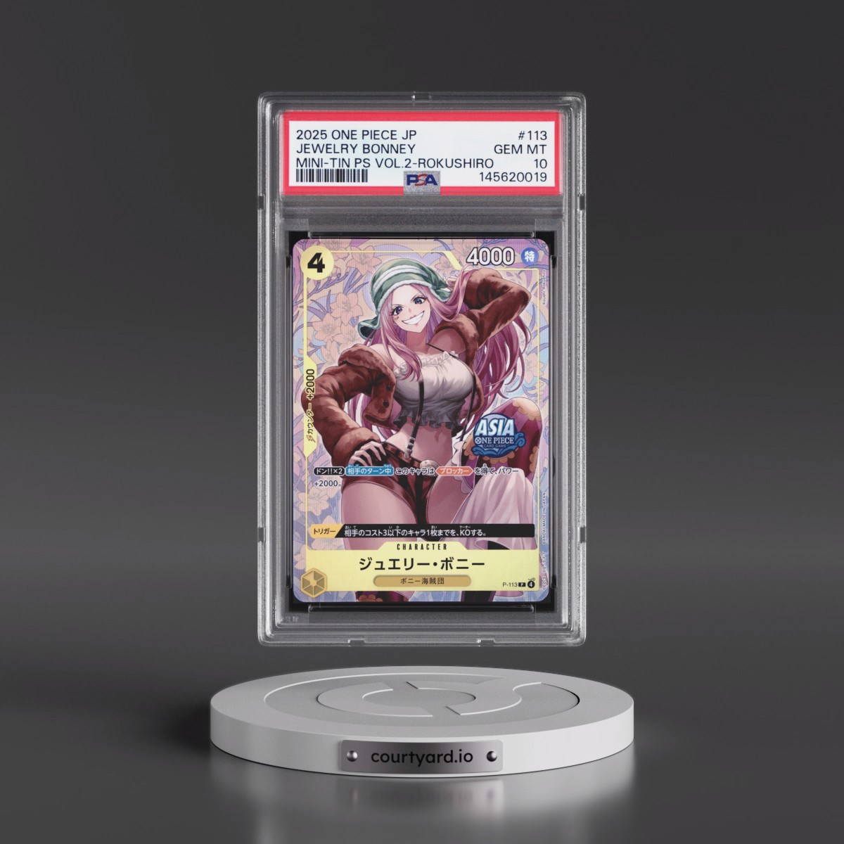 2025 One Piece Japanese Mini-Tin Pack Set Vol.2 #113 Jewelry Bonney - Koushi Rokushiro (PSA 10 GEM MINT)