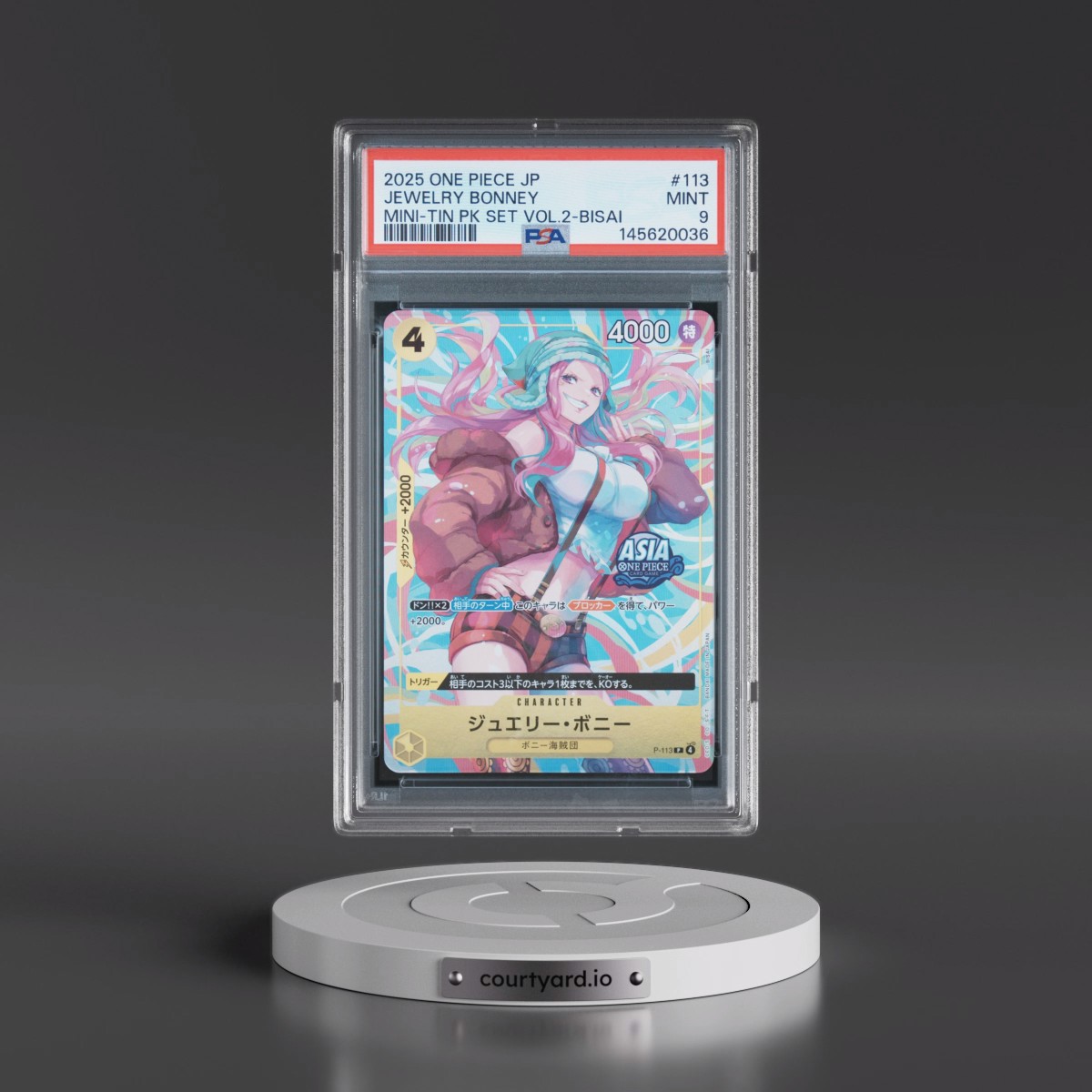 2025 One Piece Japanese Mini-Tin Pack Set Vol.2 #113 Jewelry Bonney - Bisai (PSA 9 MINT)
