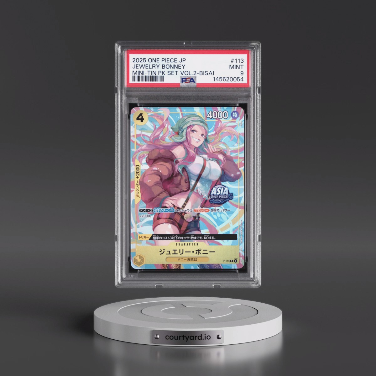2025 One Piece Japanese Mini-Tin Pack Set Vol.2 #113 Jewelry Bonney - Bisai (PSA 9 MINT)