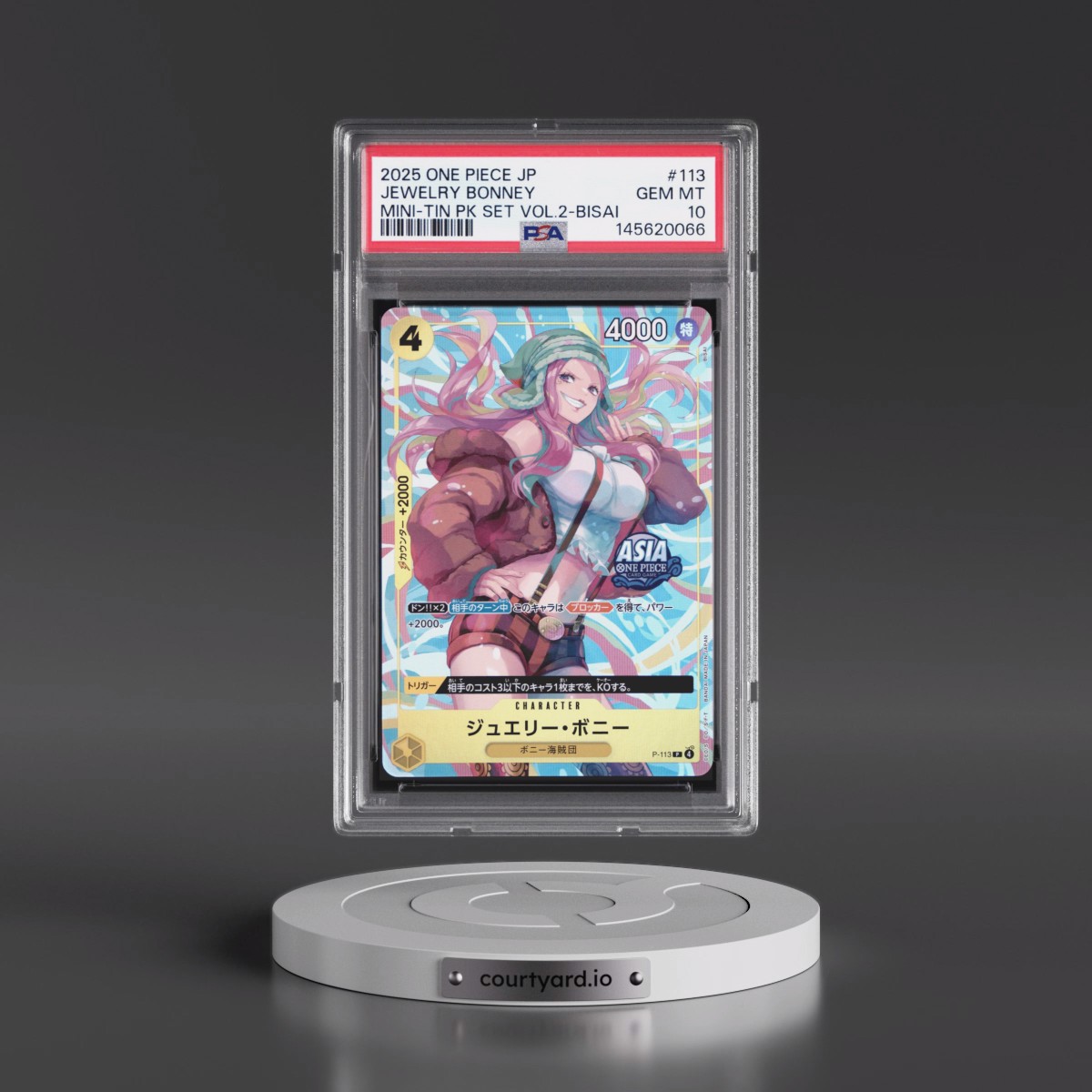 2025 One Piece Japanese Mini-Tin Pack Set Vol.2 #113 Jewelry Bonney - Bisai (PSA 10 GEM MINT)