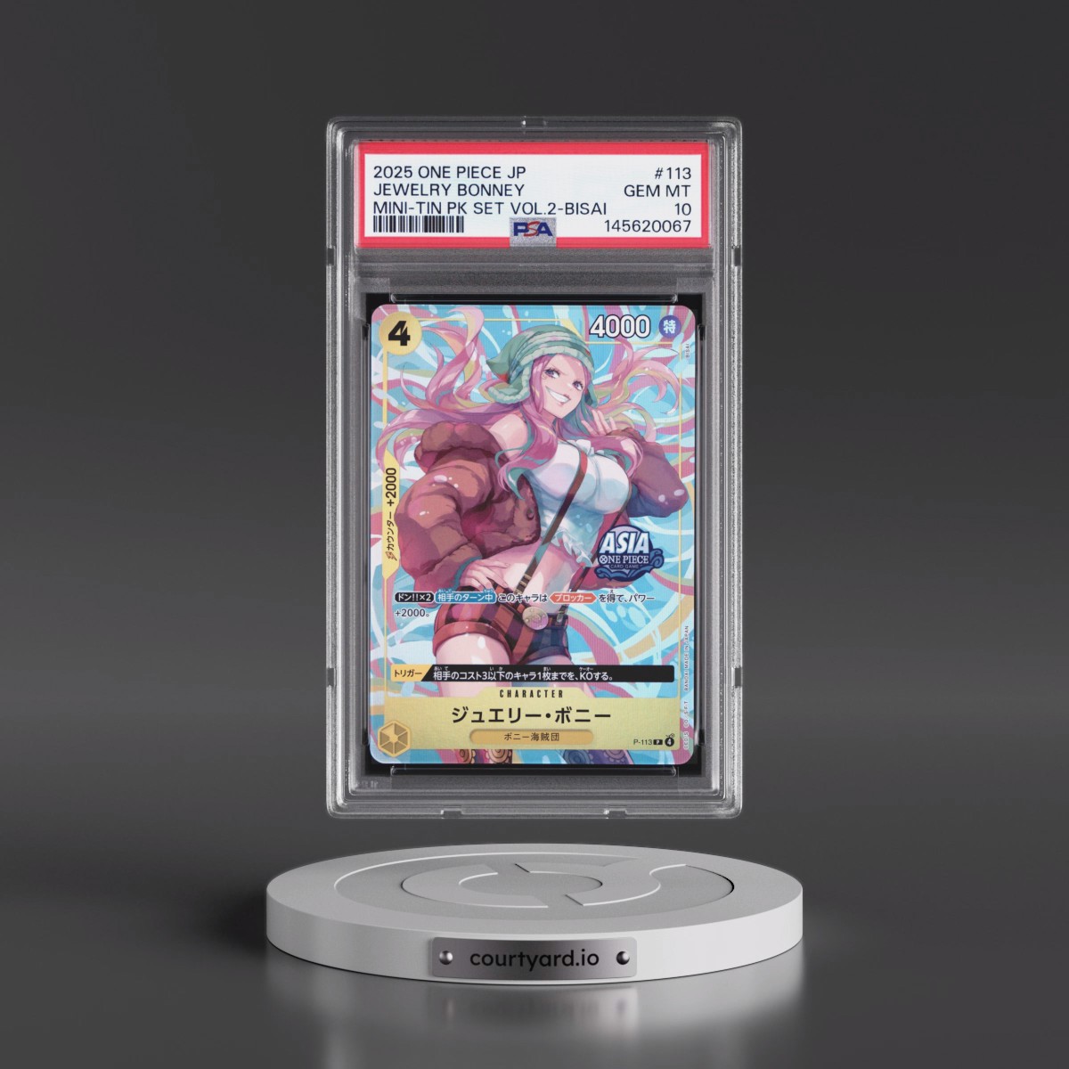 2025 One Piece Japanese Mini-Tin Pack Set Vol.2 #113 Jewelry Bonney - Bisai (PSA 10 GEM MINT)