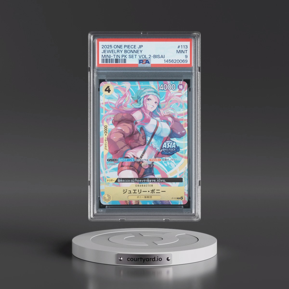 2025 One Piece Japanese Mini-Tin Pack Set Vol.2 #113 Jewelry Bonney - Bisai (PSA 9 MINT)