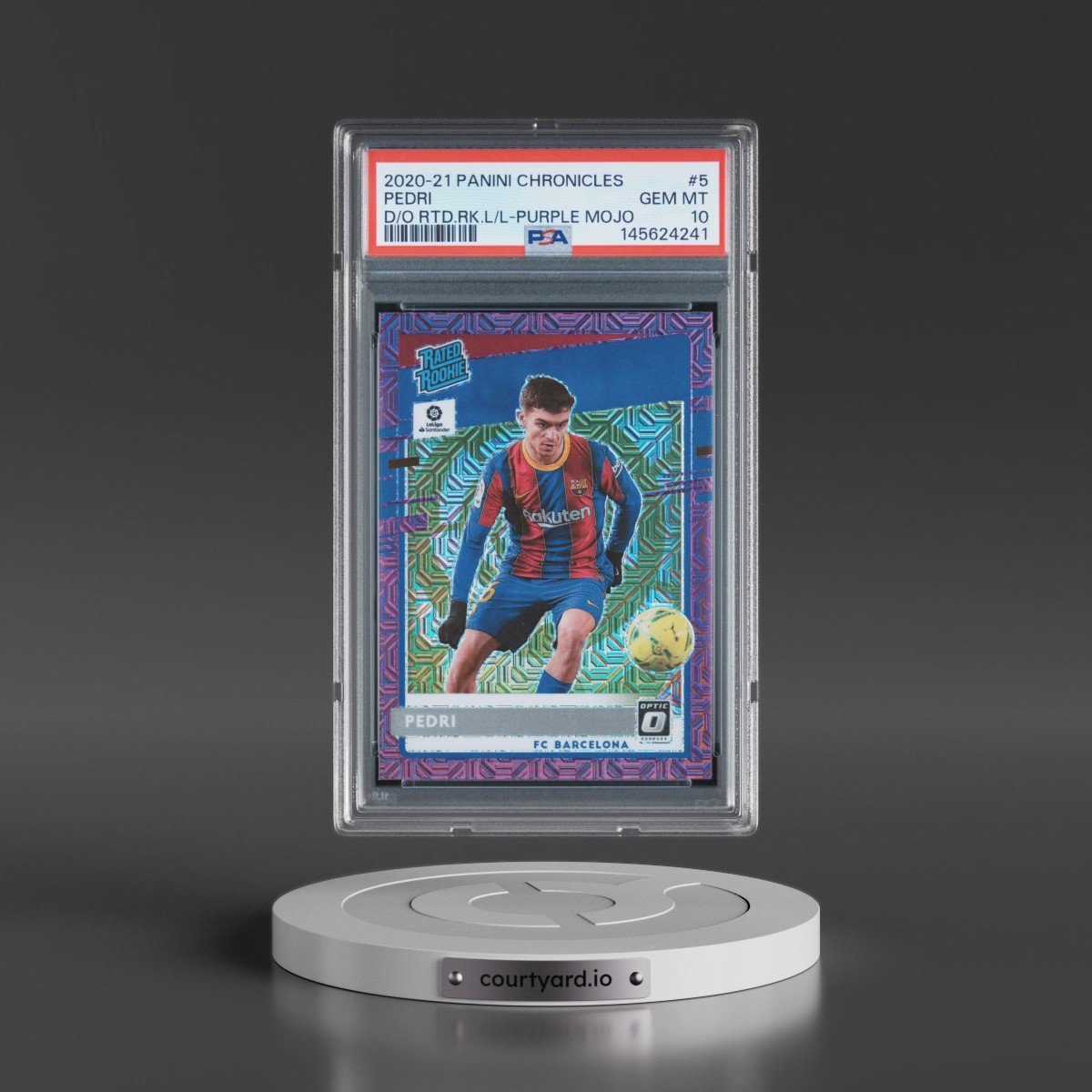 2020 Panini Chronicles Donruss Optic Rated Rookies La Liga #5 Pedri - Purple Mojo (PSA 10 GEM MINT)