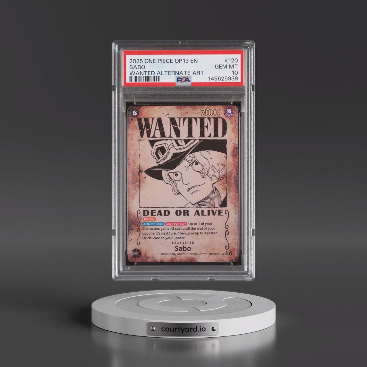 2025 One Piece OP13-Carrying on His Will #120 Sabo - Wanted Alternate Art (PSA 10 GEM MINT)
