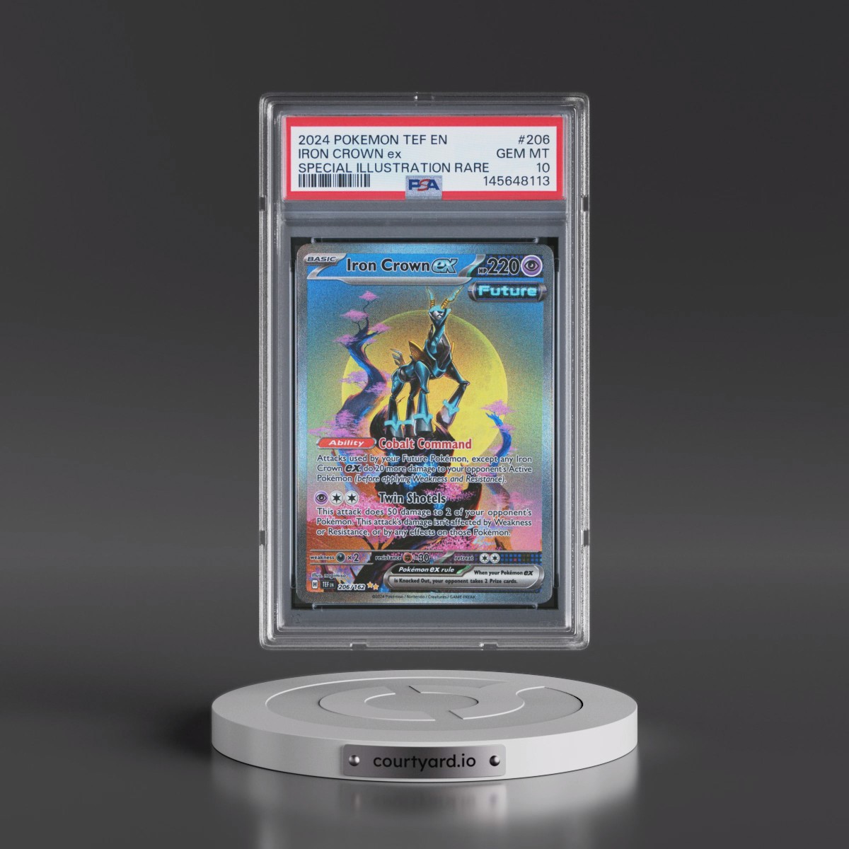 2024 Pokémon Tef EN-Temporal Forces #206 Iron Crown EX - Holo Special Illustration Rare (PSA 10 GEM MINT)