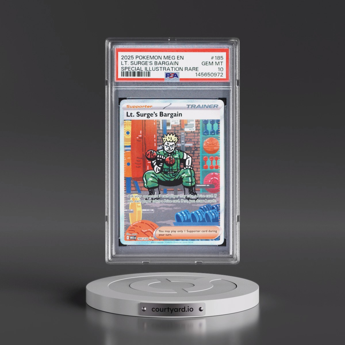 2025 Pokémon Meg EN-Mega Evolution LT. Surge's Bargain - Special Illustration Rare #185 PSA 10