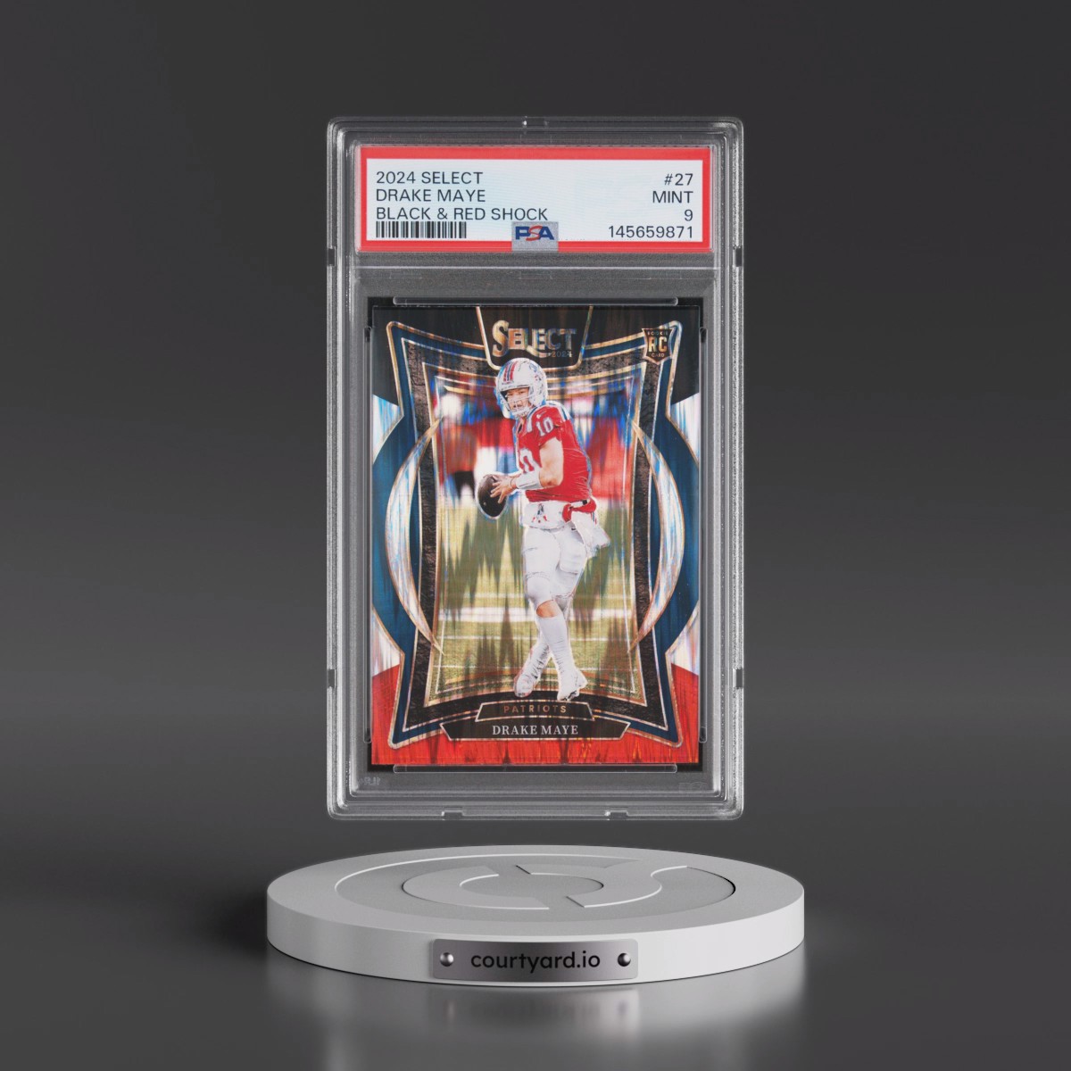 2024 Panini Select #27 Drake Maye - Black & Red Shock (PSA 9 MINT)