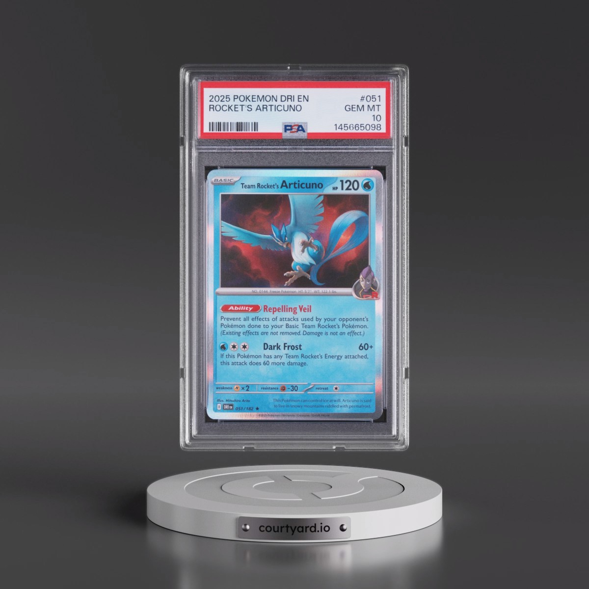 2025 Pokémon Dri EN-Destined Rivals #051 Team Rocket's Articuno (PSA 10 GEM MINT)