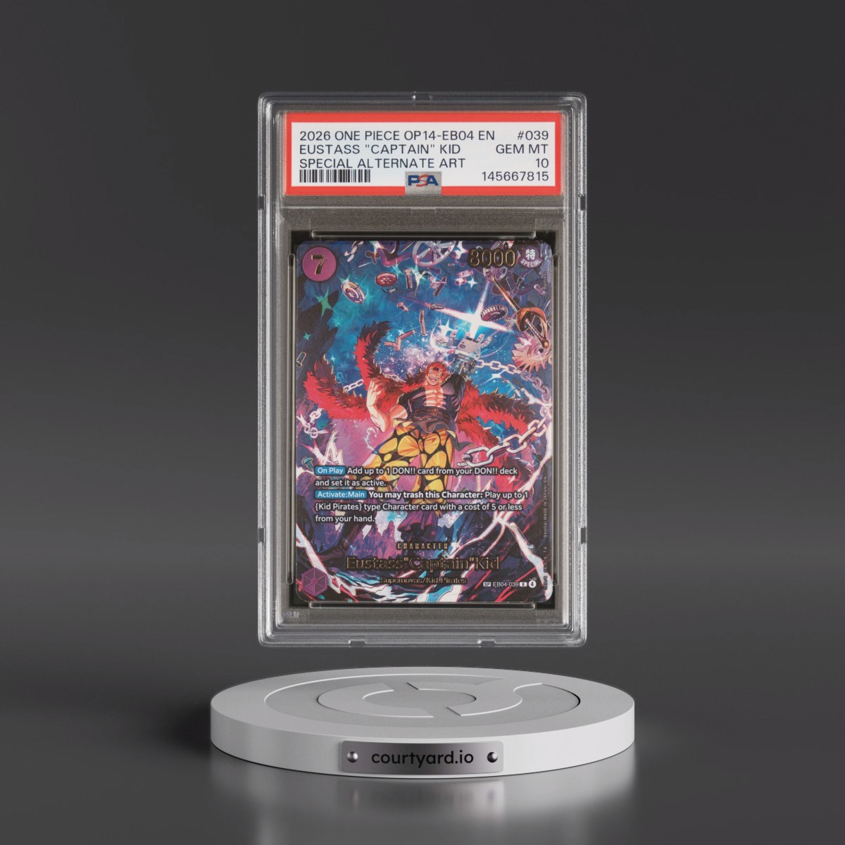 2026 One Piece OP14-EB04-the Azure Sea's Seven #039 Eustass "Captain" Kid - Special Alternate Art (PSA 10 GEM MINT)