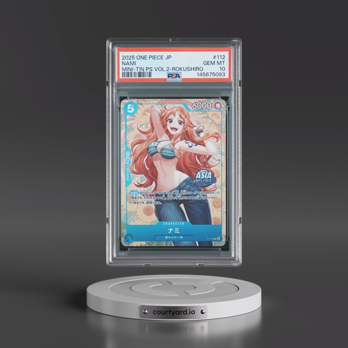 2025 One Piece Japanese Mini-Tin Pack Set Vol.2 #112 Nami - Koushi Rokushiro (PSA 10 GEM MINT)