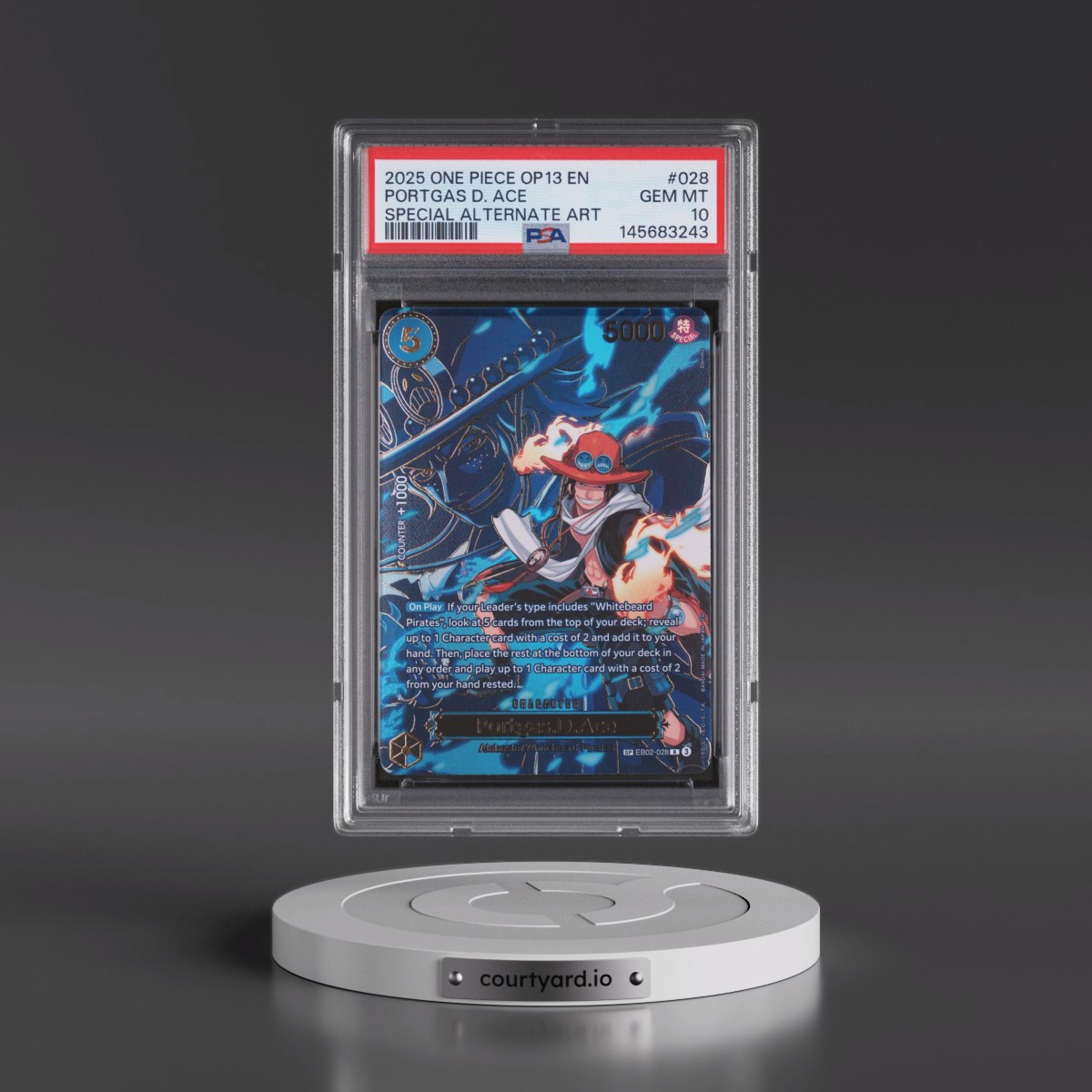 2025 One Piece OP13-Carrying on His Will #028 Portgas D. Ace - Special Alternate Art (PSA 10 GEM MINT)