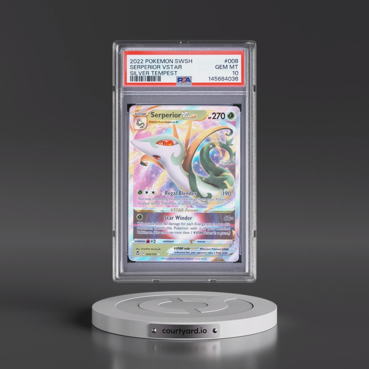 2022 Pokémon Sword & Shield Silver Tempest #008 Serperior Vstar (PSA 10 GEM MINT)