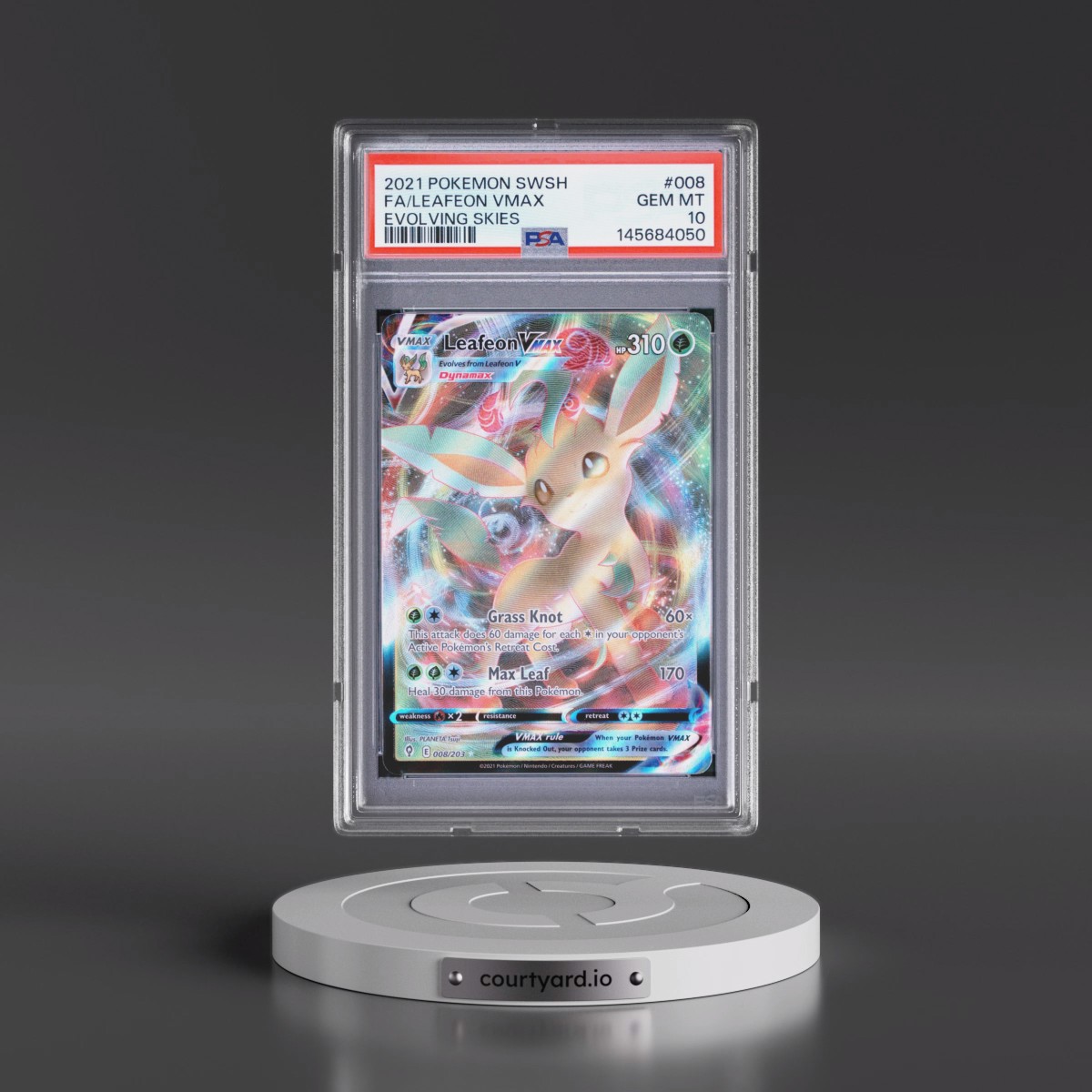 2021 Pokémon Sword & Shield Evolving Skies #008 Leafeon Vmax - Full Art (PSA 10 GEM MINT)