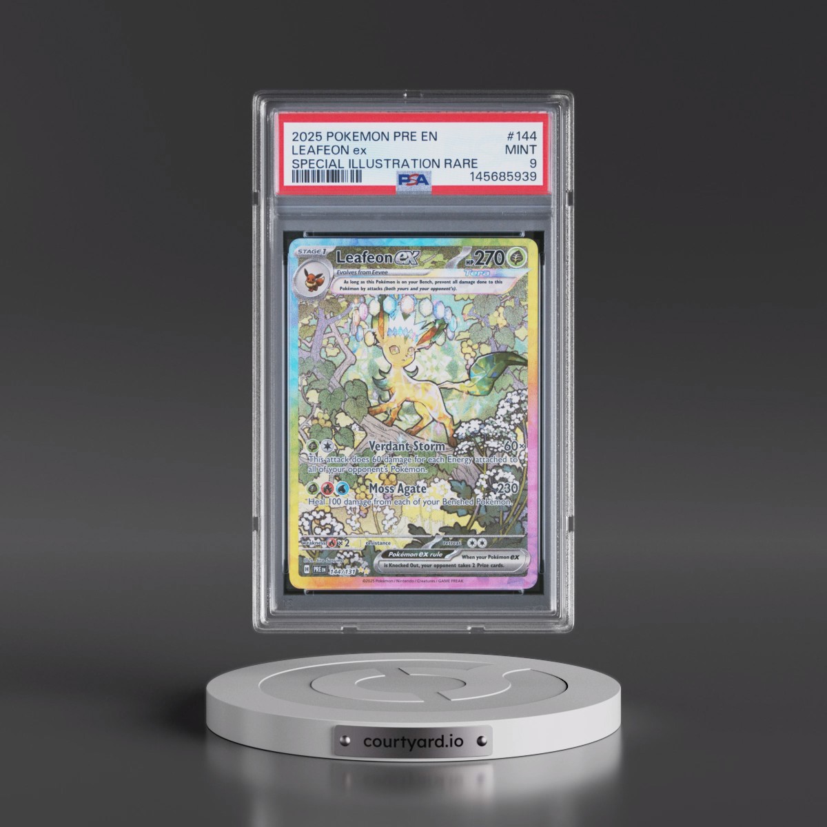 2025 Pokémon Pre EN-Prismatic Evolutions #144 Leafeon EX - Holo Special Illustration Rare (PSA 9 MINT)
