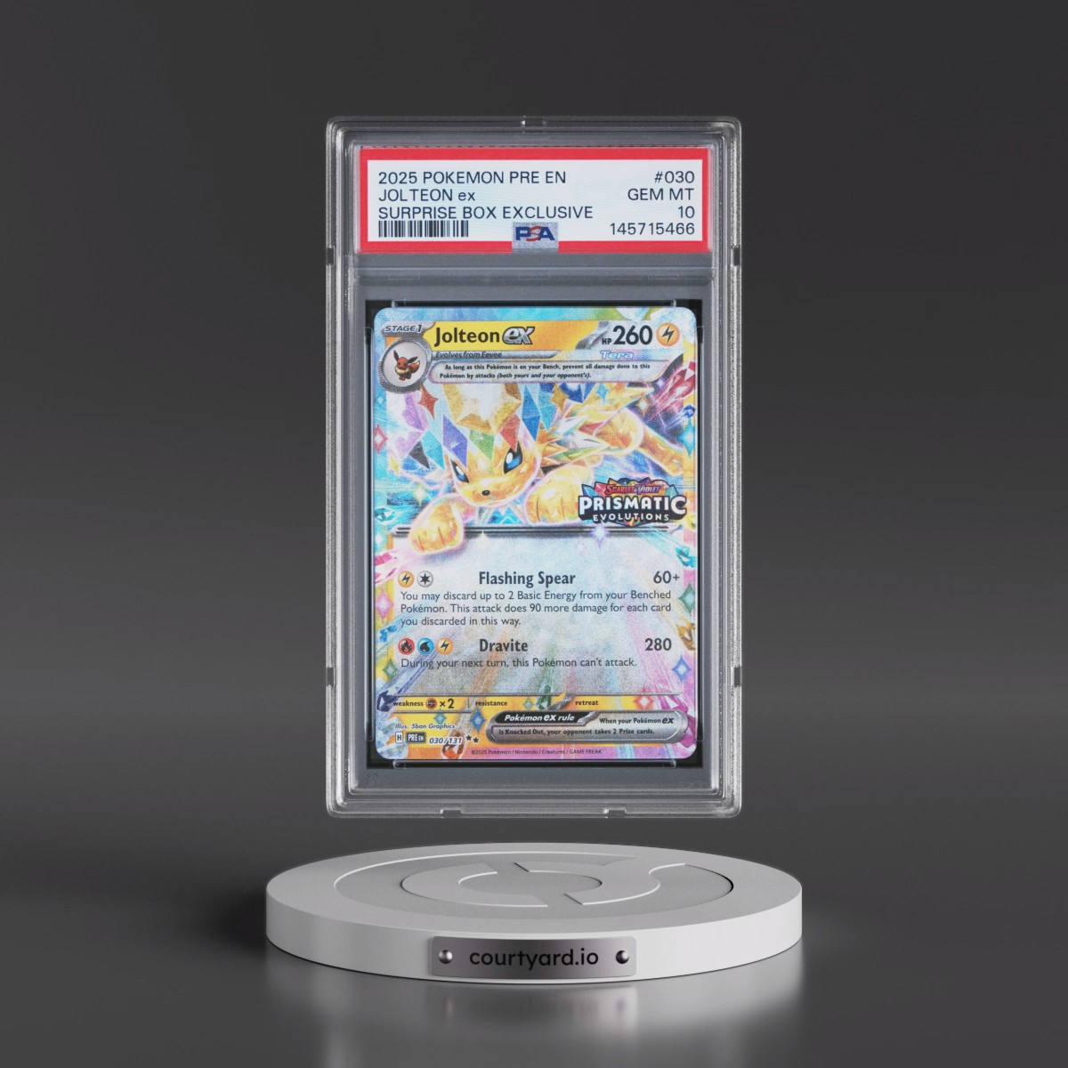 2025 Pokémon Pre EN-Prismatic Evolutions #030 Jolteon EX - Holo Surprise Box Exclusive (PSA 10 GEM MINT)