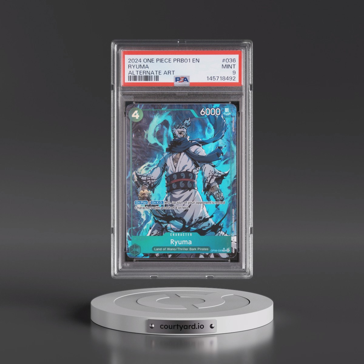 2024 One Piece PRB01-Premium Booster -One Piece Card the Best #036 Ryuma - Alternate Art (PSA 9 MINT)