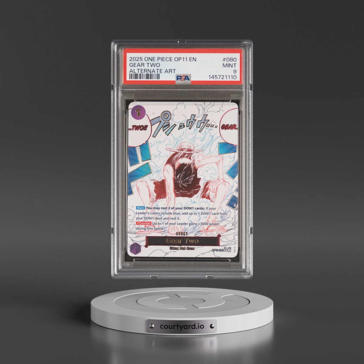 2025 One Piece OP11-A Fist of Divine Speed #080 Gear Two - Alternate Art (PSA 9 MINT)