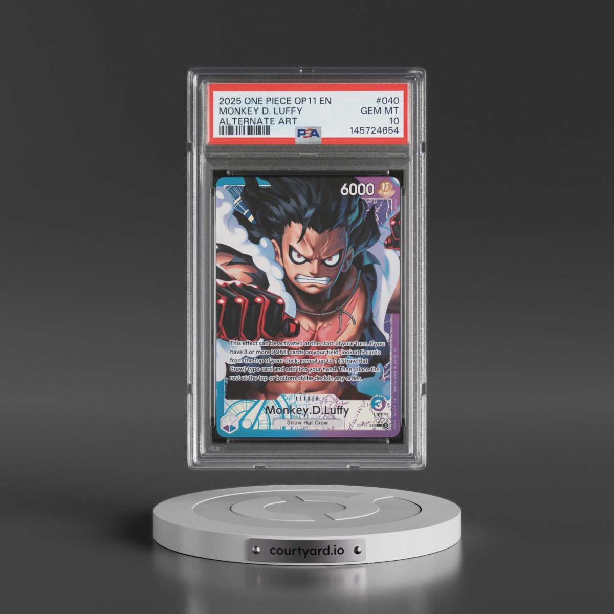 2025 One Piece OP11-A Fist of Divine Speed #040 Monkey D. Luffy - Alternate Art (PSA 10 GEM MINT)