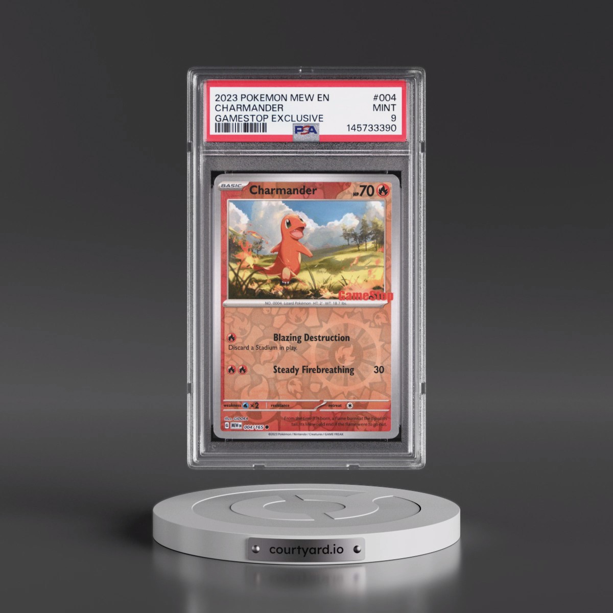 2023 Pokémon Mew EN-151 #004 Charmander - Gamestop Exclusive (PSA 9 MINT)