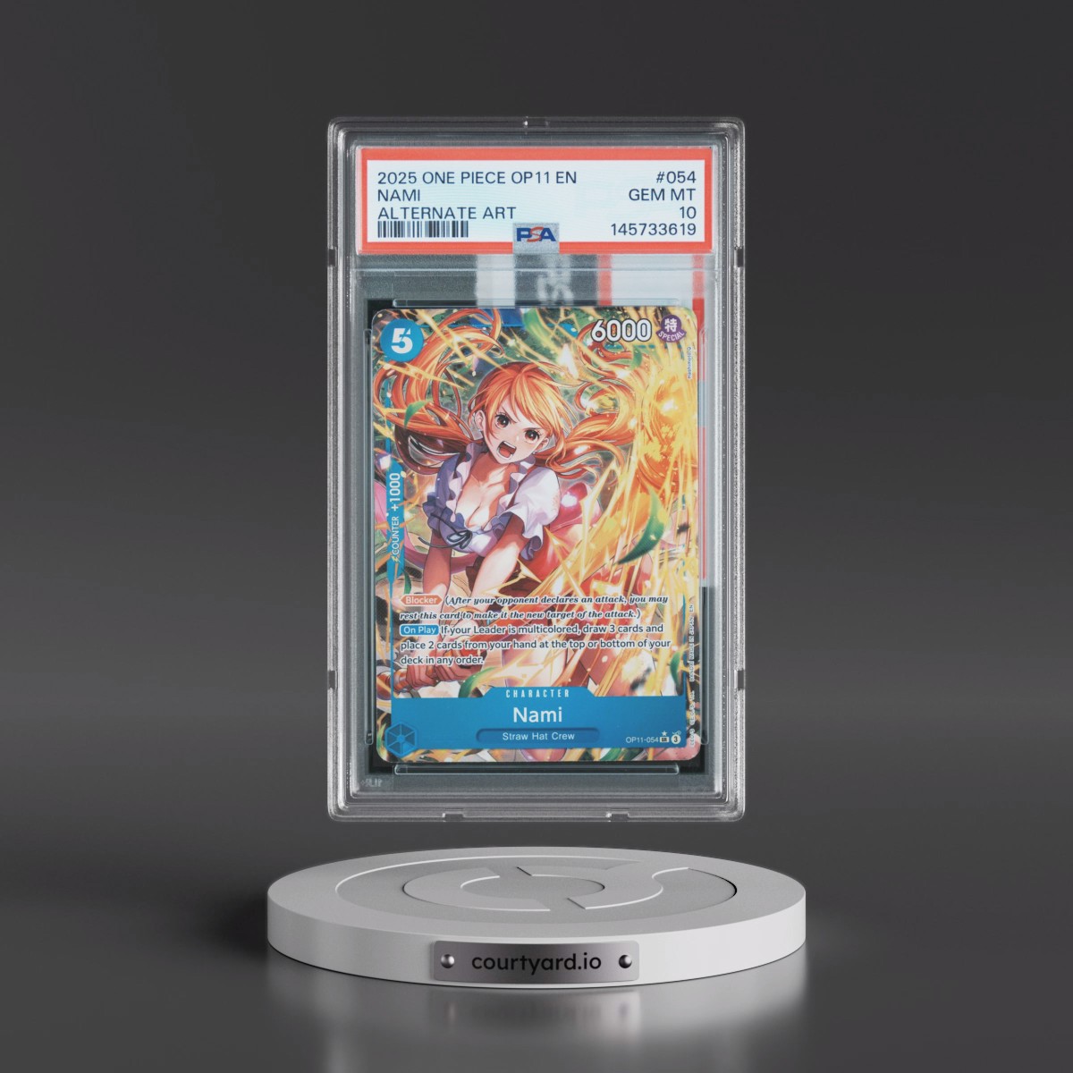 2025 One Piece OP11-A Fist of Divine Speed #054 Nami - Alternate Art (PSA 10 GEM MINT)