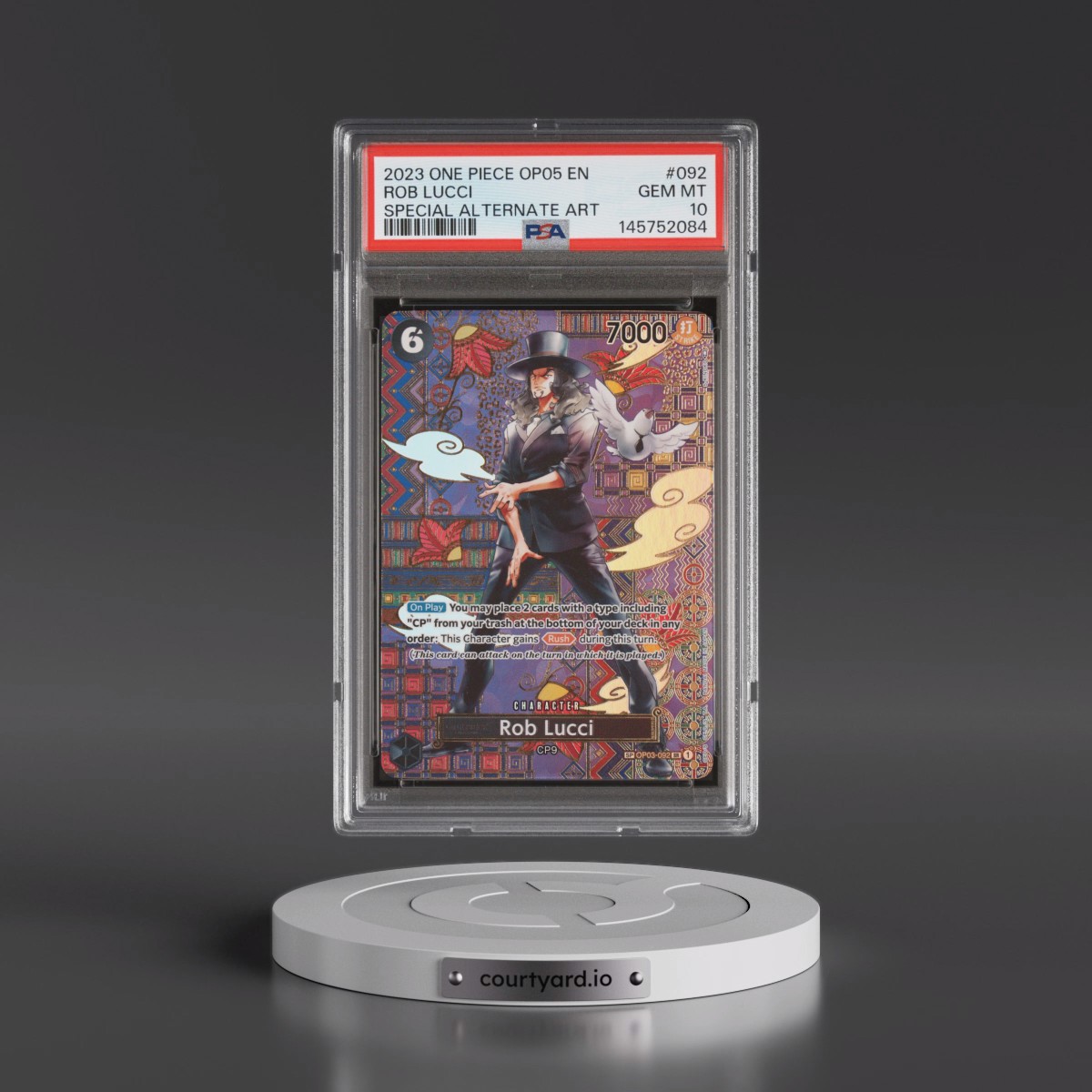 2023 One Piece OP05-Awakening of the New Era #092 Rob Lucci - Special Alternate Art (PSA 10 GEM MINT)