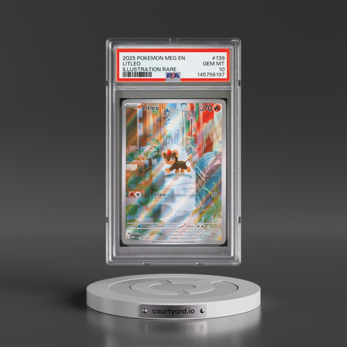 2025 Pokémon Meg EN-Mega Evolution #139 Litleo - Illustration Rare (PSA 10 GEM MINT)