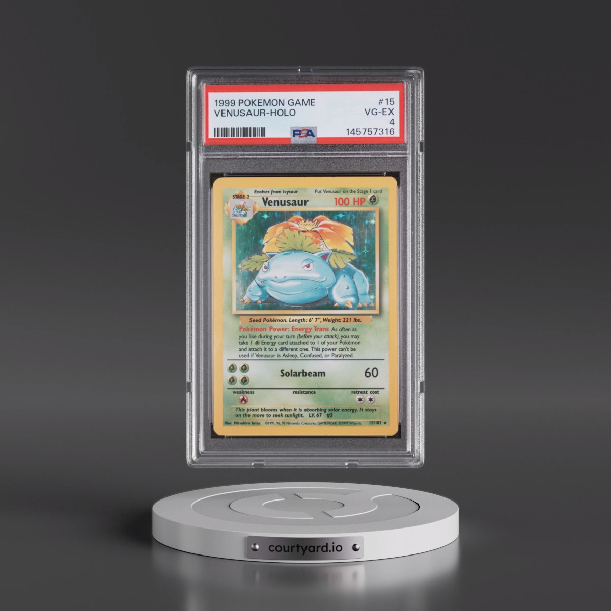 1999 Pokémon Game #15 Venusaur - Holo (PSA 4 VG-EX)