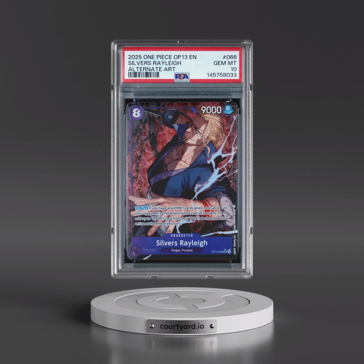 2025 One Piece OP13-Carrying on His Will #066 Silvers Rayleigh - Alternate Art (PSA 10 GEM MINT)