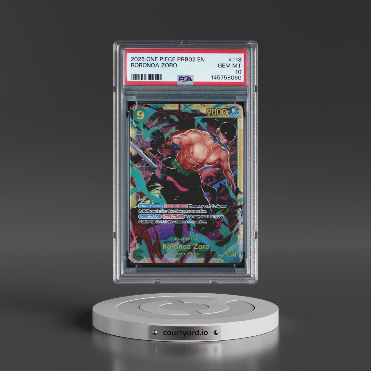 2025 One Piece PRB02-Premium Booster -One Piece Card the Best- Vol.2 #118 Roronoa Zoro (PSA 10 GEM MINT)