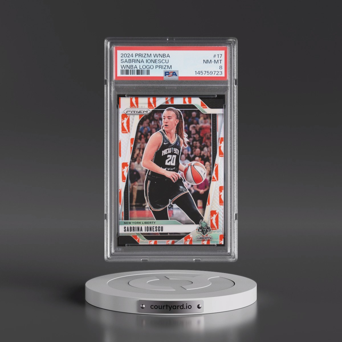 2024 Panini Prizm WNBA #17 Sabrina Ionescu - WNBA Logo Prizm (PSA 8 NM-MT)