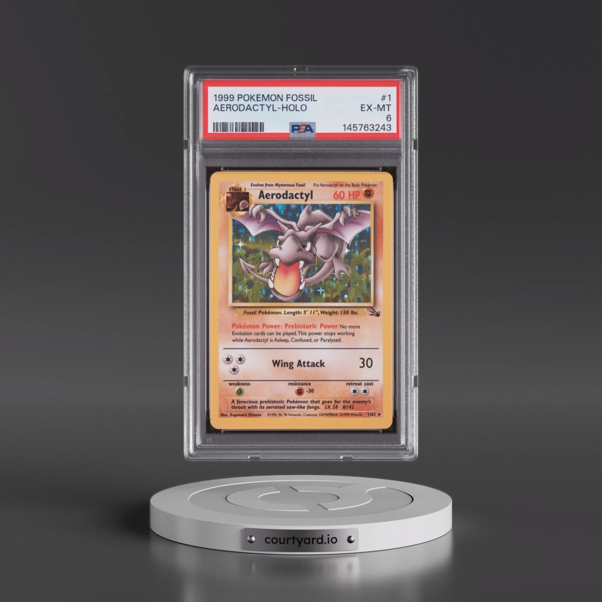 1999 Pokémon Fossil #1 Aerodactyl - Holo (PSA 6 EX-MT)