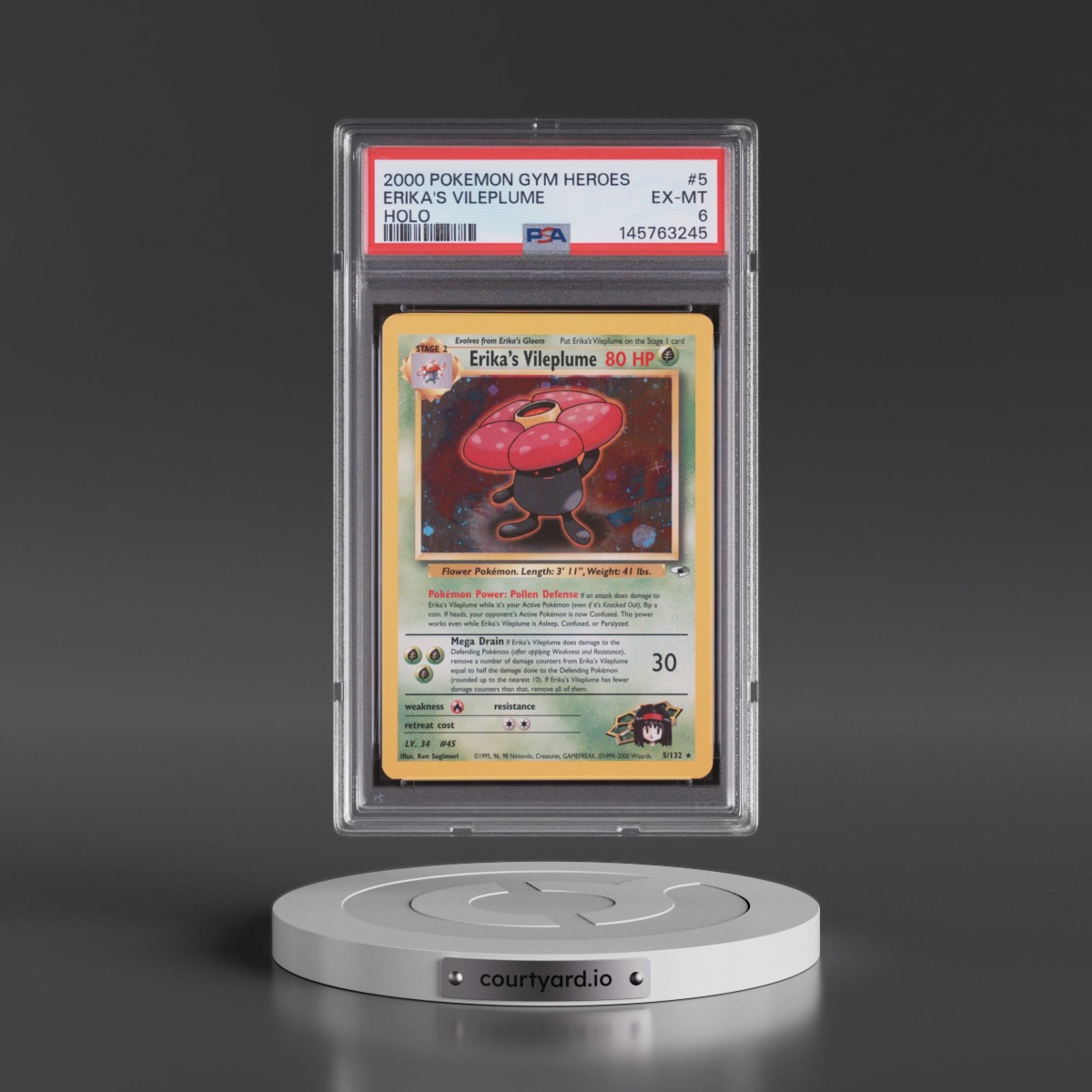 2000 Pokémon Gym Heroes #5 Erika's Vileplume - Holo (PSA 6 EX-MT)