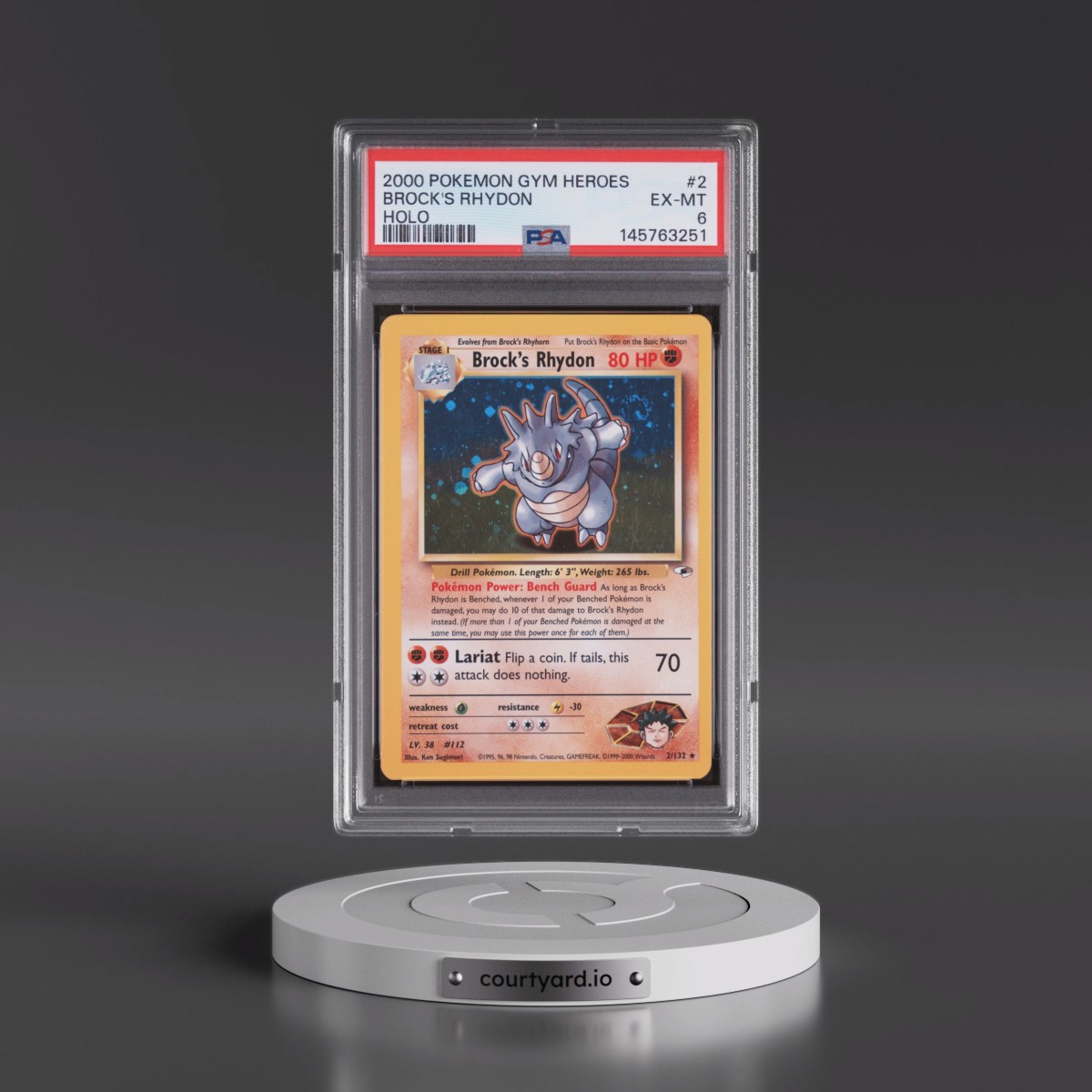 2000 Pokémon Gym Heroes #2 Brock's Rhydon - Holo (PSA 6 EX-MT)