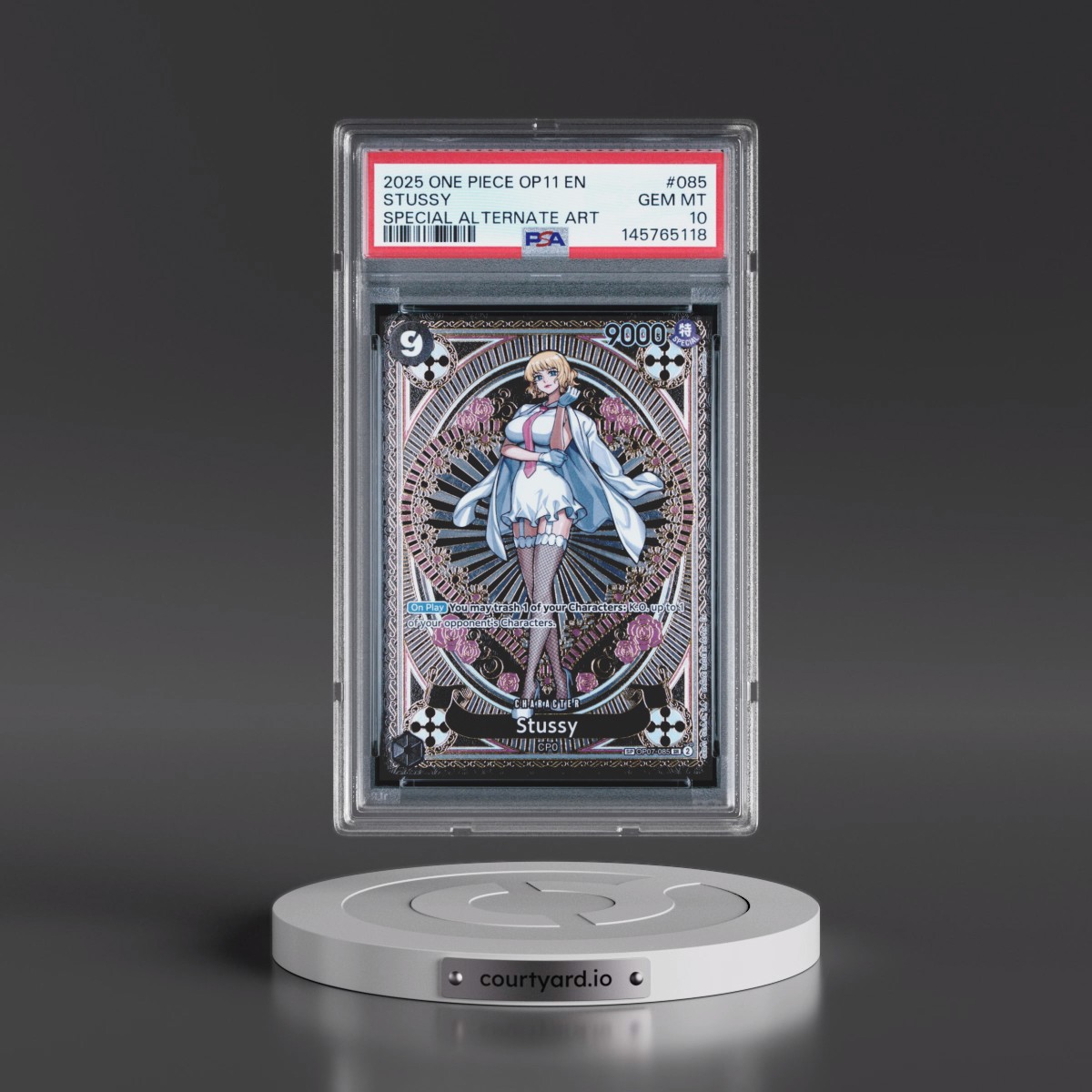 2025 One Piece OP11-A Fist of Divine Speed #085 Stussy - Special Alternate Art (PSA 10 GEM MINT)