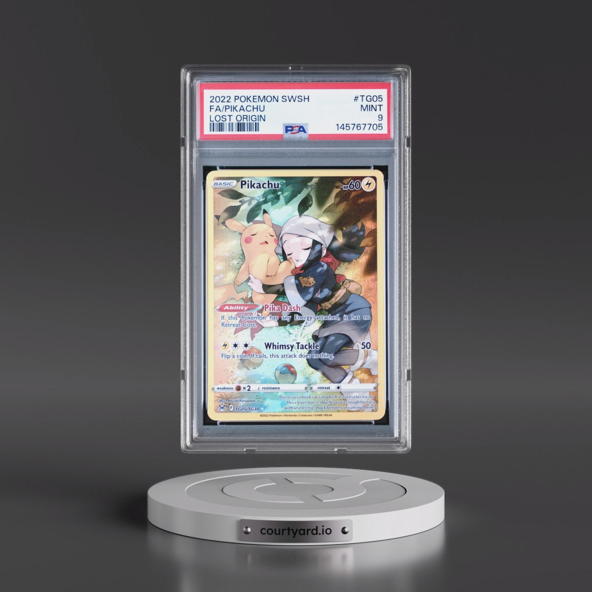 2022 Pokémon Sword & Shield Lost Origin #TG05 Pikachu - Full Art (PSA 9 MINT)
