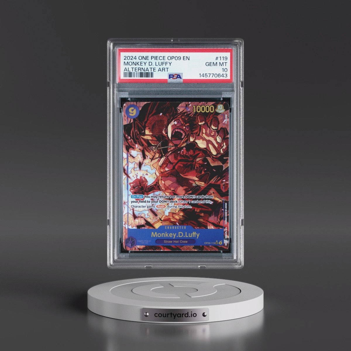 2024 One Piece OP09-Emperors in the New World #119 Monkey D. Luffy - Alternate Art (PSA 10 GEM MINT)