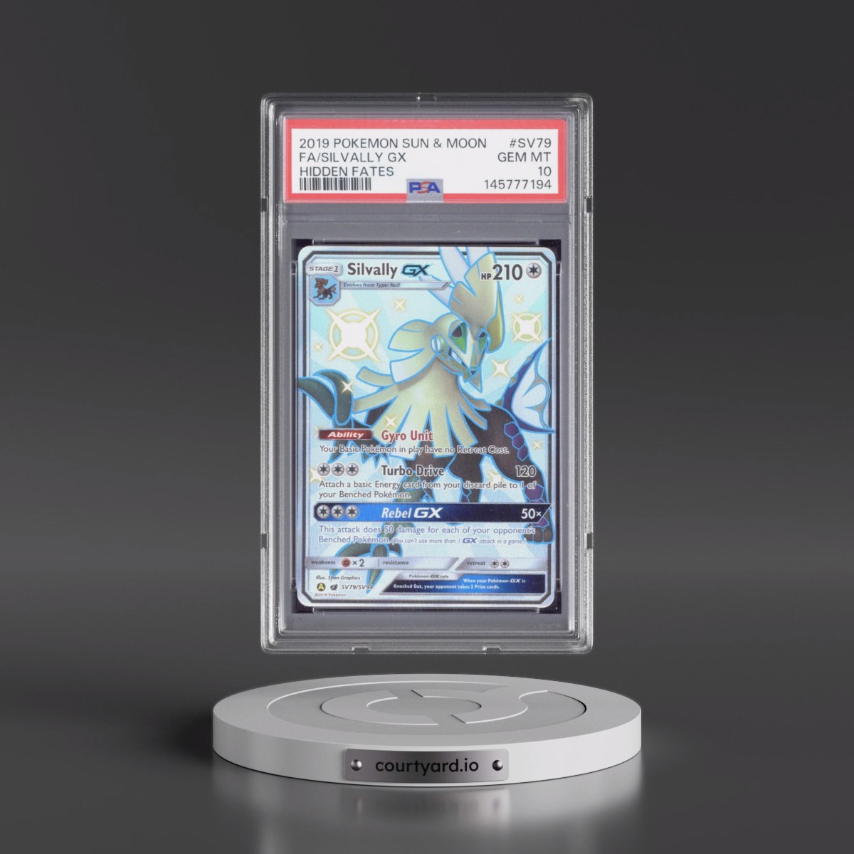 2019 Pokémon Sun & Moon Hidden Fates #SV79 Silvally GX - Holo Full Art (PSA 10 GEM MINT)
