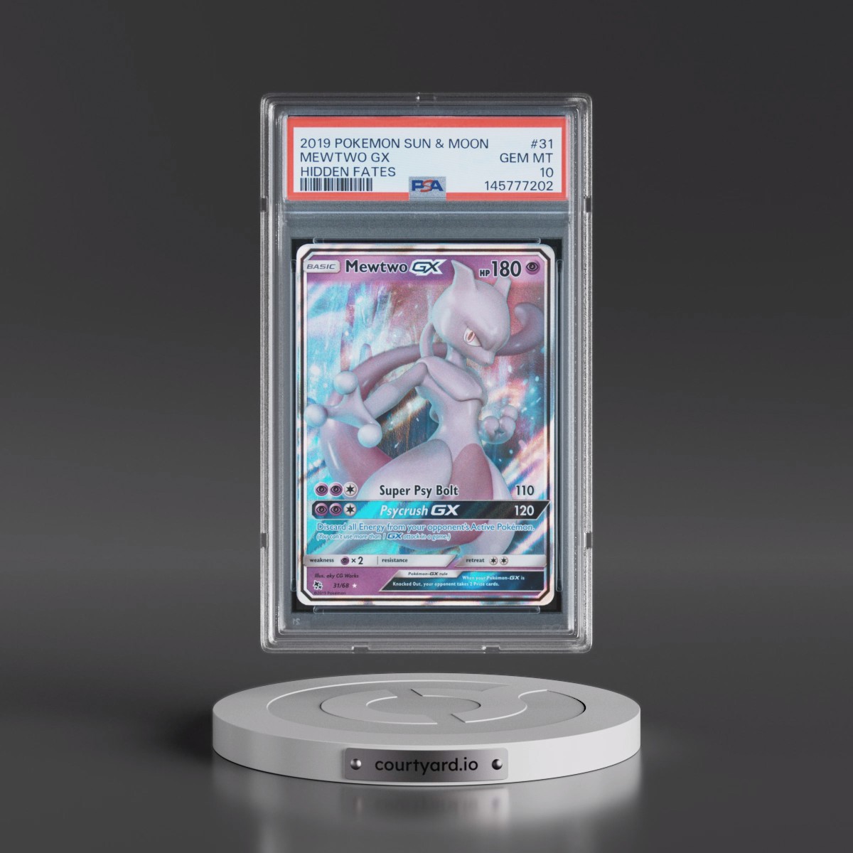 2019 Pokémon Sun & Moon Hidden Fates #31 Mewtwo GX - Holo (PSA 10 GEM MINT)