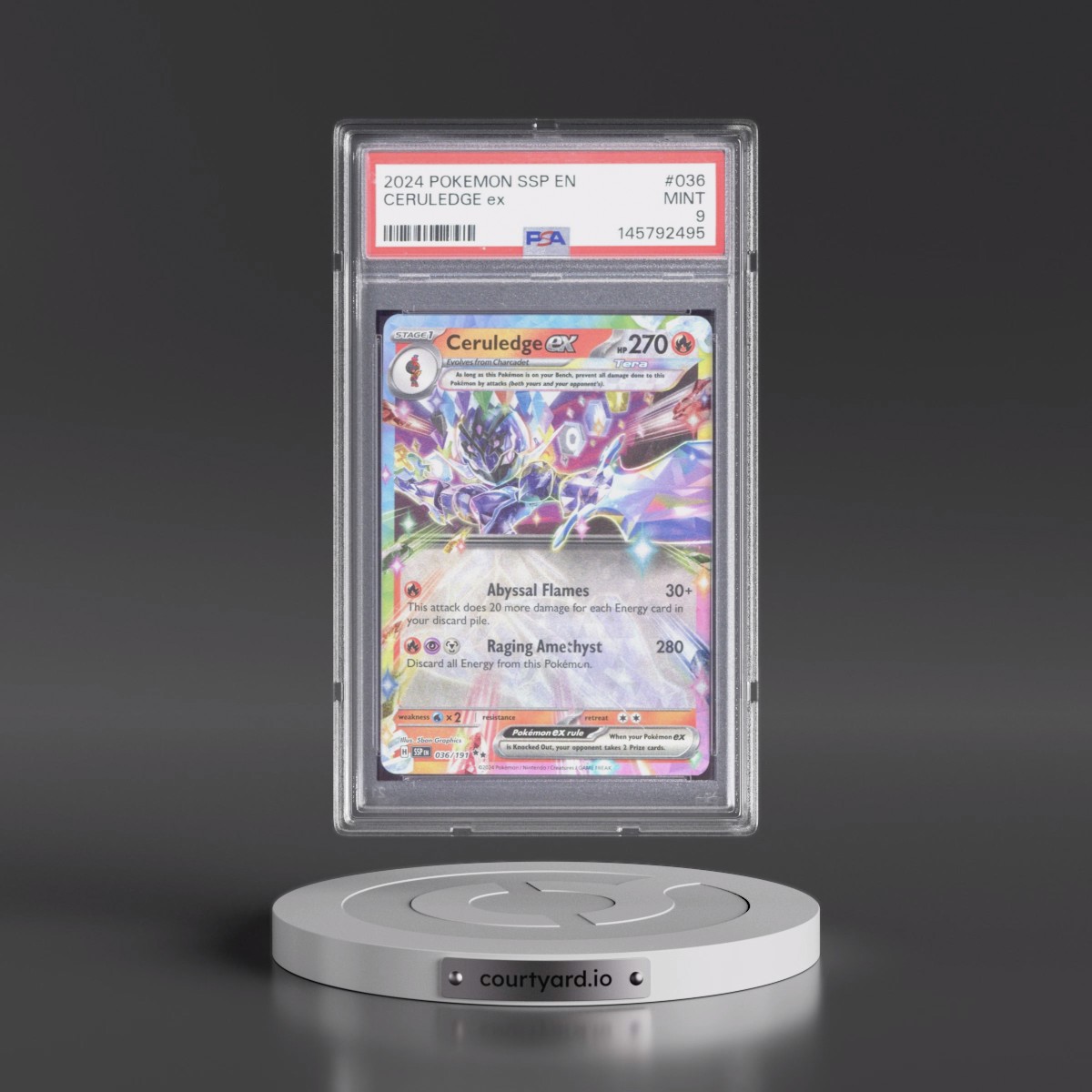 2024 Pokémon Ssp EN-Surging Sparks #036 Ceruledge EX - Holo (PSA 9 MINT)