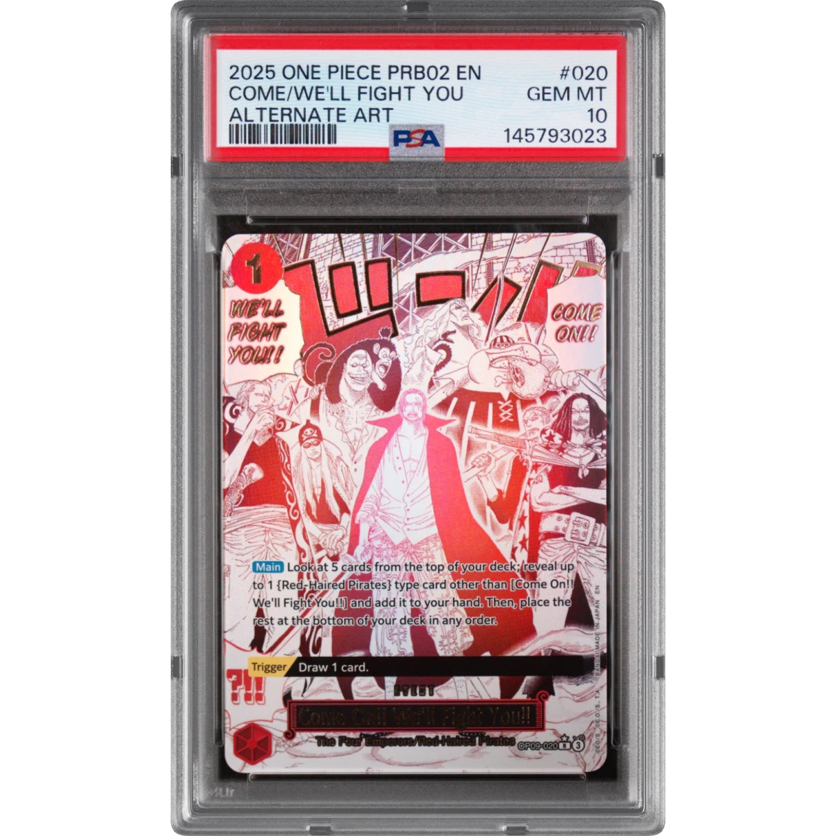 2025 One Piece PRB02-Premium Booster -One Piece Card the Best- Vol.2 #020 Come on!! We'll Fight You!! - Alternate Art (PSA 10 GEM MINT)
