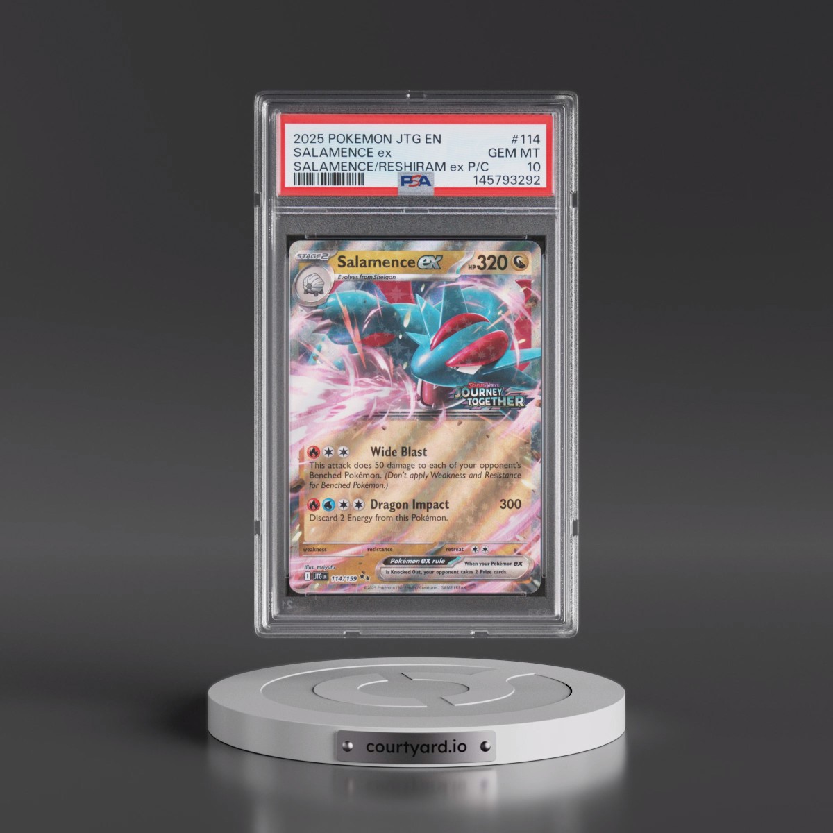 2025 Pokémon Jtg EN-Journey Together #114 Salamence EX - Holo Salamence EX & Reshiram EX Premium Collection (PSA 10 GEM MINT)