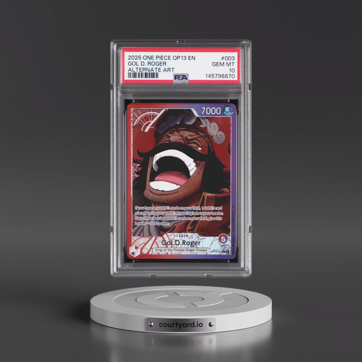 2025 One Piece OP13-Carrying on His Will #003 Gol D. Roger - Alternate Art (PSA 10 GEM MINT)
