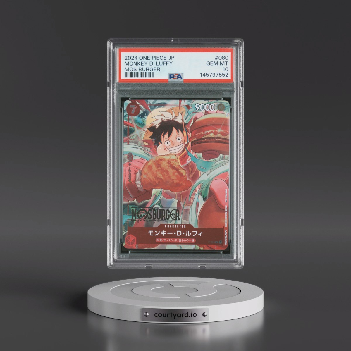 2024 One Piece Japanese Promos #080 Monkey D. Luffy - Mos Burger (PSA 10 GEM MINT)