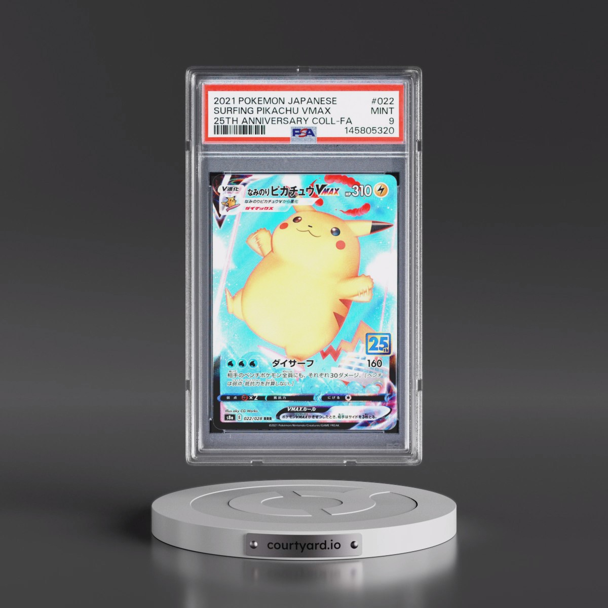 2021 Pokémon 25th Anniversary Collection #022 Surfing Pikachu Vmax - Full Art (PSA 9 MINT)