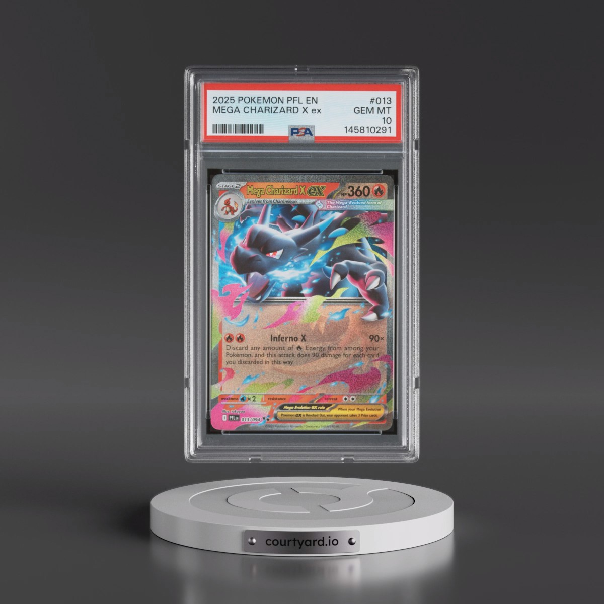 2025 Pokémon Pfl EN-Phantasmal Flames #013 Mega Charizard X EX - Holo (PSA 10 GEM MINT)