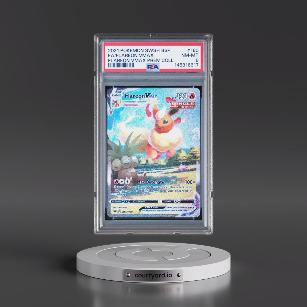 2021 Pokémon Swsh Black Star Promo #180 Flareon Vmax - Full Art Flareon Vmax Premium Collection (PSA 8 NM-MT)