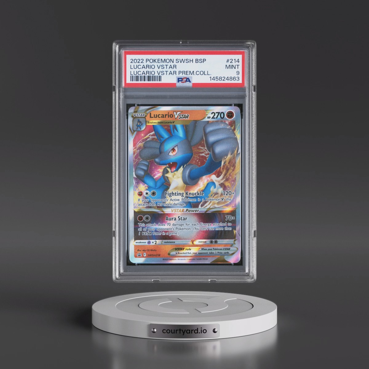 2022 Pokémon Swsh Black Star Promo #214 Lucario Vstar - Lucario Vstar Premium Collection (PSA 9 MINT)