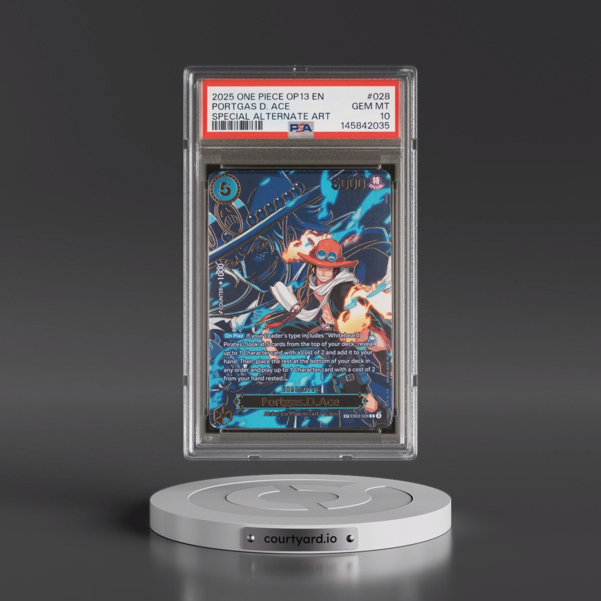2025 One Piece OP13-Carrying on His Will #028 Portgas D. Ace - Special Alternate Art (PSA 10 GEM MINT)